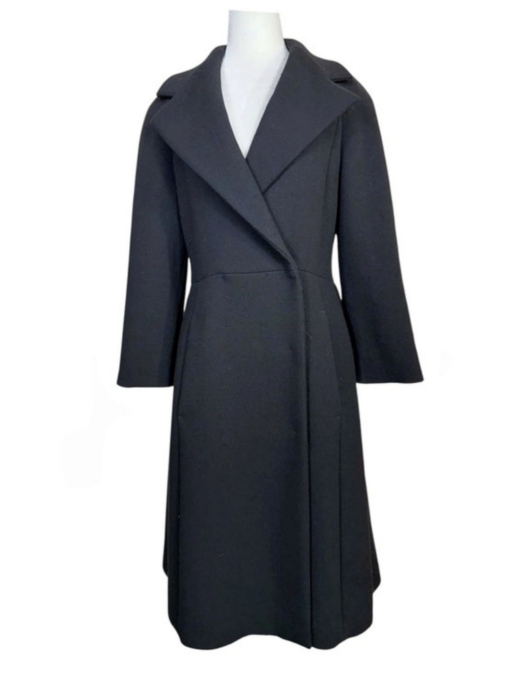 Max Mara Collection Wool Black Wrap Coat Like New